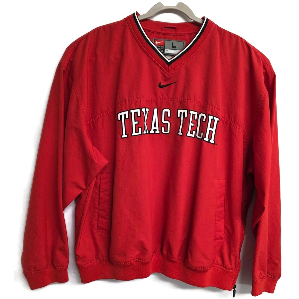 Nike Team Texas Tech Red Raiders V-Neck Windbreaker Pullover Red Mens Large